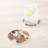 Bruin Zwart Wit Koeienhuid Paard Zandsteen Onderzetter (Zijkant)