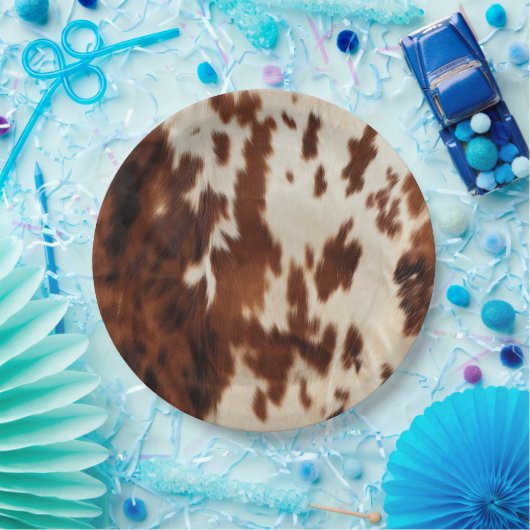 Bruin Zwart Wit Koeienhuid Papieren Bordje (Feest)