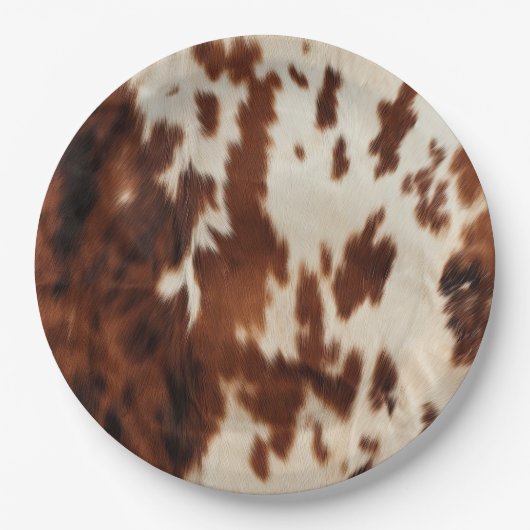 Bruin Zwart Wit Koeienhuid Papieren Bordje (Voorkant)