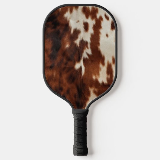 Bruin Zwart Wit Koeienhuid Pickleball Paddle (Voorkant)