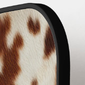 Bruin Zwart Wit Koeienhuid Pickleball Paddle (Links Detail)