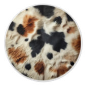 Bruin Zwart Wit Koeienhuid Print Land Western Keramische Knop (Voorkant)