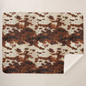 Bruin Zwart Wit Koeienhuid Sherpa Deken (Voorkant (horizontaal))