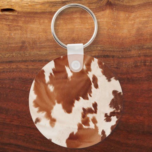 Bruin Zwart Wit Koeienhuid Sleutelhanger (Achterkant)