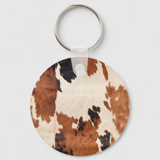 Bruin Zwart Wit Koeienhuid Sleutelhanger (Voorkant)
