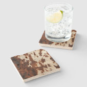 Bruin Zwart Wit Koeienhuid Stenen Onderzetter (Zijkant)