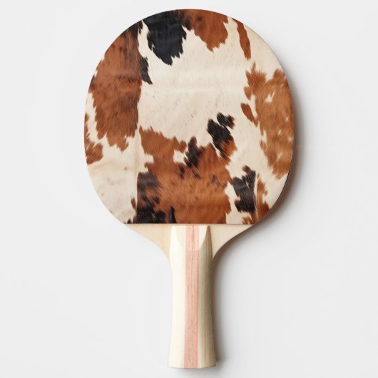 Bruin Zwart Wit Koeienhuid Tafeltennisbatje (Voorkant)