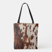 Bruin Zwart Wit Koeienhuid Tote Bag (Achterkant)