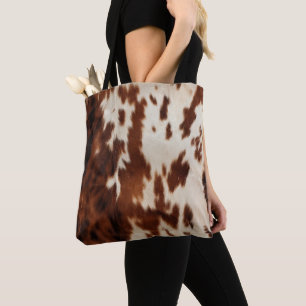 Bruin Zwart Wit Koeienhuid Tote Bag