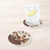 Bruin Zwart Wit Koeienhuid Zandsteen Onderzetter (Zijkant)