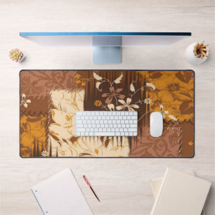 Bruin Zwart Wit Kubus Bloemen Bureaumat