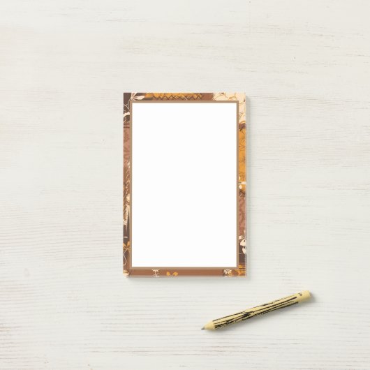 Bruin Zwart Wit Kubus Bloemen Post-it® Notes (Op bureau)