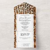 Bruin Zwart Wit Luipaard Dierenprint All In One Uitnodiging (Binnen)