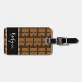 Bruin Zwart Wit Modern Monogram Initiaal Letter Bagagelabel (Voorkant horizontaal)