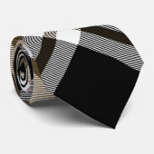Bruin, Zwart, Wit Tartan Plaid Patroon Stropdas (Opgerold)