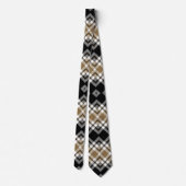 Bruin, Zwart, Wit Tartan Plaid Patroon Stropdas (Achterkant)
