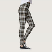 Bruin zwart-wit Tartan speldenketen Trim Leggings (Rechts)