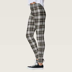 Bruin zwart-wit Tartan speldenketen Trim Leggings