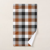 Bruin Zwart Wit Twill Gingham Ontwerp Bad Handdoek (Handdoek)
