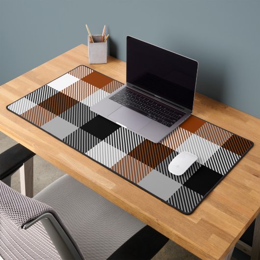 Bruin Zwart Wit Twill Gingham Ontwerp Bureaumat
