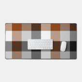 Bruin Zwart Wit Twill Gingham Ontwerp Bureaumat (Keyboard & Muis)