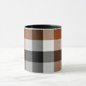 Bruin Zwart Wit Twill Gingham Ontwerp Mok (Midden)