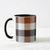 Bruin Zwart Wit Twill Gingham Ontwerp Mok (Links)