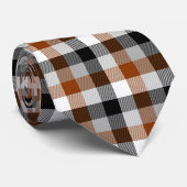 Bruin Zwart Wit Twill Gingham Ontwerp Stropdas (Opgerold)