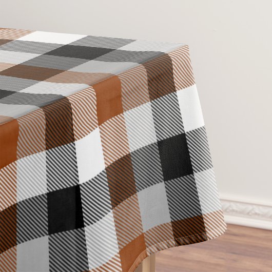 Bruin Zwart Wit Twill Gingham Ontwerp Tafelkleed