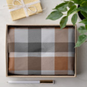 Bruin Zwart Wit Twill Gingham Ontwerp Tissuepapier (Geschenk)