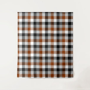 Bruin Zwart Wit Twill Gingham Ontwerp Wandkleed