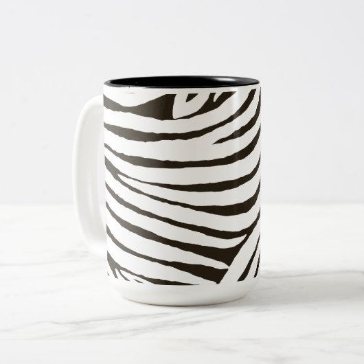 Bruin Zwart Wit Zebra Print Tweekleurige Koffiemok (Voorkant links)