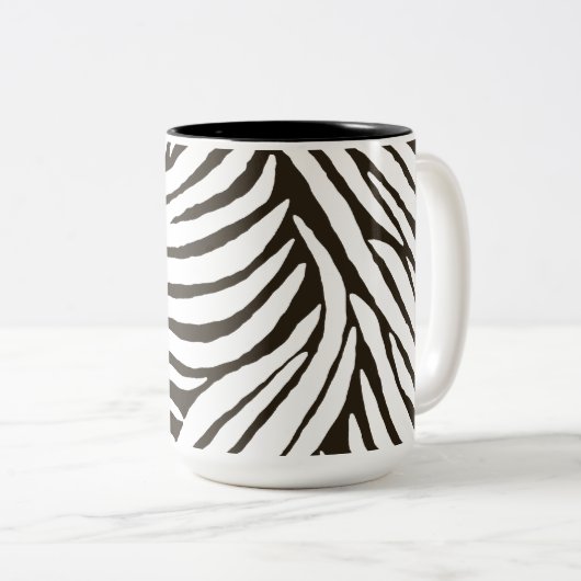Bruin Zwart Wit Zebra Print Tweekleurige Koffiemok (Voorkant rechts)