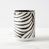 Bruin Zwart Wit Zebra Print Tweekleurige Koffiemok (Center)