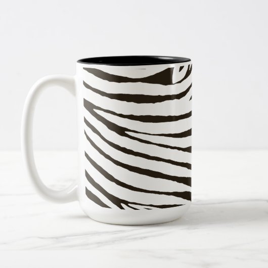 Bruin Zwart Wit Zebra Print Tweekleurige Koffiemok (Links)