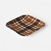 Bruin Zwart Witte Flanel Tartan Patroon Ontwerp  Papieren Bordje (Gebogen)