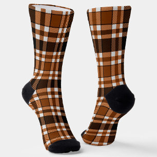 Bruin Zwart Witte Flanel Tartan Patroon Ontwerp Sokken