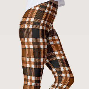 Bruin Zwart Witte Flanelen Tartan Patroon Ontwerp Leggings
