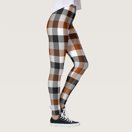 Bruin Zwart Witte Twill Gingham Design Leggings