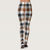 Bruin Zwart Witte Twill Gingham Design Leggings (Achterkant)