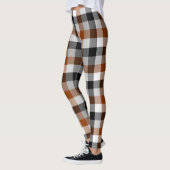 Bruin Zwart Witte Twill Gingham Design Leggings (Links)