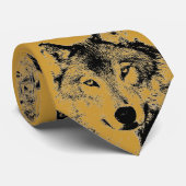 Bruin, Zwart & Witte Wolf Stropdas (Opgerold)