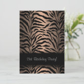 Bruin & Zwart Zebra 21ste verjaardagsfeest Kaart (Staand voorkant)