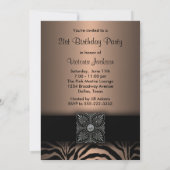 Bruin & Zwart Zebra 21ste verjaardagsfeest Kaart (Achterkant)