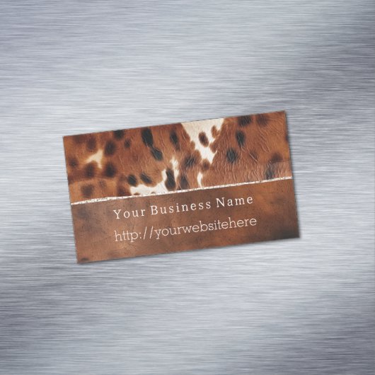 Bruin Zwart Zuidwest Koeienhuid Magnetisch Visitekaartje (Voorbeeld)