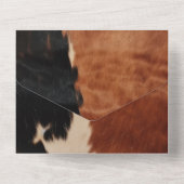 Bruin Zwart Zuidwesten Faux Koeienhuid bruiloft All In One Uitnodiging (Achterkant)