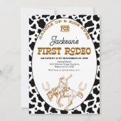 Bruin Zwarte Koe Print Eerste Rodeo 1e Verjaardag Kaart (Voorkant)