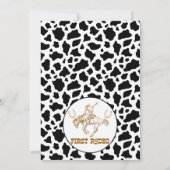 Bruin Zwarte Koe Print Eerste Rodeo 1e Verjaardag Kaart (Achterkant)