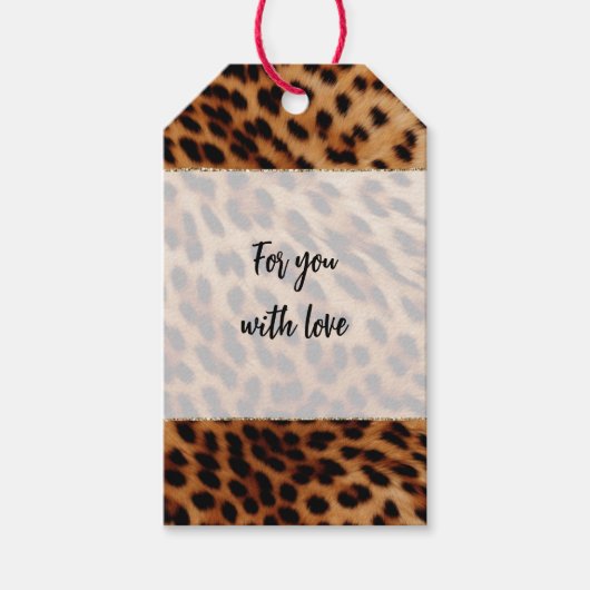 Bruin zwarte leopard-printer cadeaulabel (Voorkant)