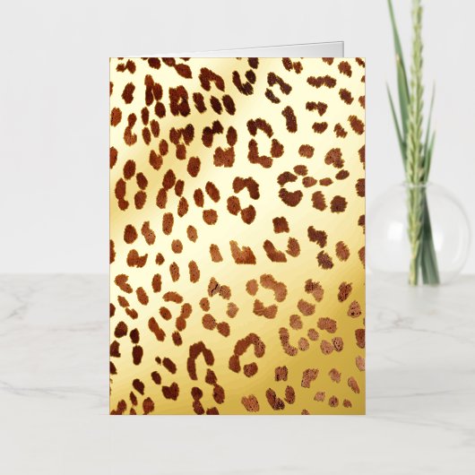 Bruin zwarte leopard-printer folie wenskaart (Voorkant)
